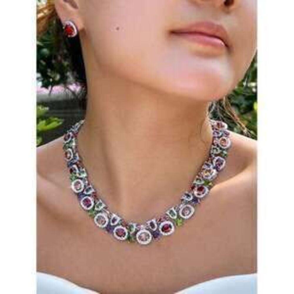 High-End Sparkling Multicolor CZ Pave Chunky Big Weddin
